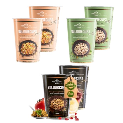 FEELNATURE Bulgurcups Try-Me-Set - Die Revolution der Fertiggerichte | 6 Bulgurcups, je 2x Kisir, 2x Vegetables, 2x Subtropical | Die köstliche neue Alternative, geniesse Geschmacksexplosionen FEELNATURE Bulgurcups Try-Me-Set - Die Revolution der Fertiggerichte | 6 Bulgurcups, je 2x Kisir, 2x Vegetables, 2x Subtropical | Die köstliche neue Alternative, geniesse Geschmacksexplosionen von FEELNATURE ...die feine Art zu genießen.