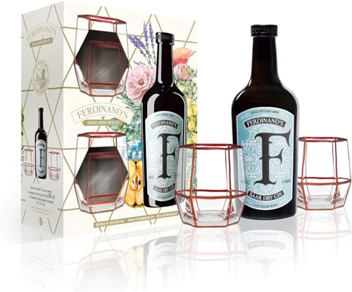 Ferdinand's | Copper Comb Set Gin | Enthält 1x500ml Saar Dry Gin und 2x Ferdinand's Copper Comb Glas I Einzigartige Mischung aus 30 Botanicals | 44% vol. von FERDINAND'S