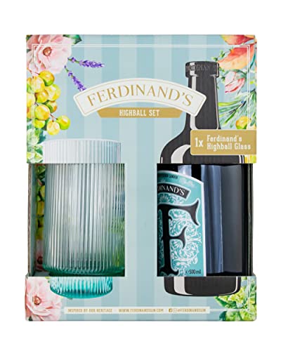 Ferdinand's | Highball Set 2022 | 1x 500ml Ferdinand's Saar Dry Gin + 1x Ferdinand's Highball Glas | Einzigartige Mischung aus 30 Botanicals von FERDINAND'S