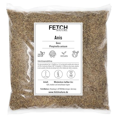 Anis ganz – Getrocknete Anissamen – Aromatisch-süßes Gewürz & traditionelles Hausmittel für Tee & Küche – 500g oder 1kg Aromabeutel – FETCH NATURE (L - 1kg) von FETCHNATURE