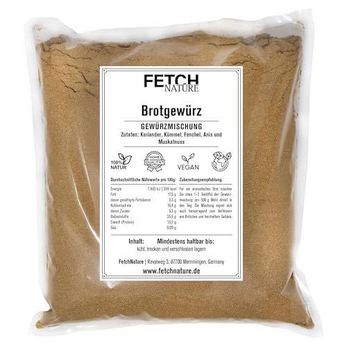 Brotgewürz Gewürzmischung – Aromatisch, herzhaft & traditionell – Für Roggen-, Sauerteig- & Vollkornbrote – 500g oder 1kg Beutel – FETCH NATURE (L - 1kg) von FETCHNATURE