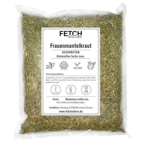 Frauenmantelkraut geschnitten – 100 % naturbelassene Kräuter – traditionell als Kräutertee & Anwendungen – 500g oder 1kg Aromabeutel – FETCH NATURE (L - 1kg) von FETCHNATURE