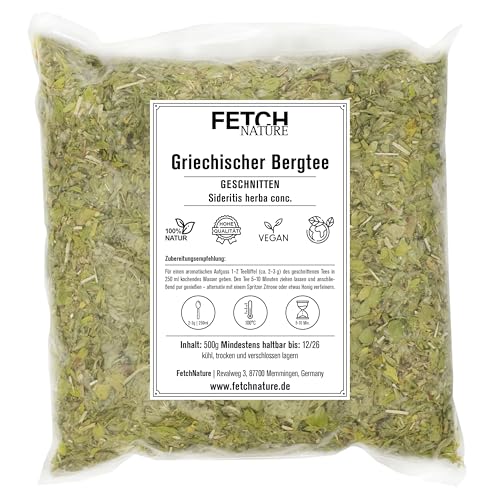 Griechischer Bergtee – Loser Sideritis Tee aus Wildwuchs in Griechenland – Handverlesen & sonnengetrocknet – 500g oder 1kg Kräutertee in Aromaverpackung – FETCH NATURE (M - 500g) von FETCHNATURE