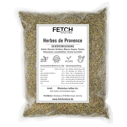 Herbes de Provence Gewürzmischung – Mediterrane Kräutermischung mit Thymian, Oregano, Basilikum & Rosmarin – Vielseitig für Gemüse, Ofengerichte & Marinaden – 500g oder 1kg – FETCH NATURE (M - 500g) von FETCHNATURE