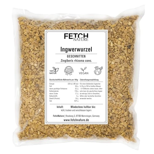 Ingwerwurzel – Getrocknet & geschnitten – Würzig-scharf & vielseitig einsetzbar – 500g oder 1kg Aromabeutel – FETCH NATURE (L - 1kg) von FETCHNATURE