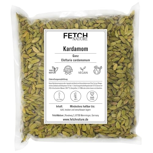 Kardamom ganz – Getrocknete, aromatische Kardamomkapseln für süße & herzhafte Gerichte – 500g oder 1kg Beutel – FETCH NATURE (M - 500g) von FETCHNATURE