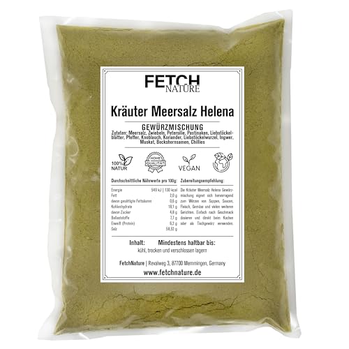 Kräuter Meersalz "Helena" Gewürzmischung – Aromatisch-würzig mit Zwiebel, Knoblauch & Liebstöckel – Für Gemüse, Fleisch & Suppen – 500g oder 1kg Beutel – FETCH NATURE (M - 500g) von FETCHNATURE
