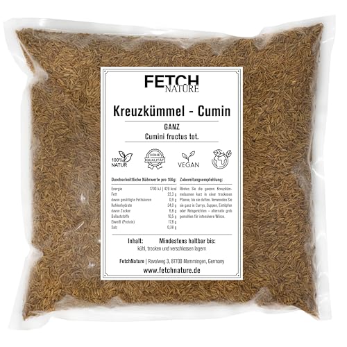 Kreuzkümmel (Cumin) – Ganze Samen – Intensiv-würzig & aromatisch – 500g oder 1kg Aromabeutel – FETCH NATURE (M - 500g) von FETCHNATURE