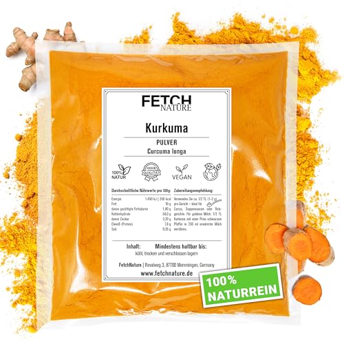 Kurkuma Pulver – Gemahlene Curcuma-Wurzel – Intensiv gelb & aromatisch – 500g oder 1kg Aromabeutel – FETCH NATURE (L - 1kg) von FETCHNATURE