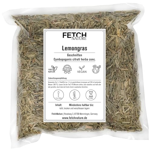 Lemongras geschnitten – Getrocknetes Zitronengras für Tee, Küche & Anwendungen – 100 % naturbelassen – 500g oder 1kg Aromabeutel – FETCH NATURE (L - 1kg) von FETCHNATURE