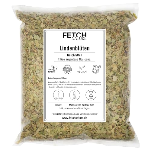 Lindenblüten geschnitten – Getrocknete Blüten & Hochblätter für Kräutertee & Anwendungen – 100 % naturbelassen – 500g oder 1kg Aromabeutel – FETCH NATURE (L - 1kg) von FETCHNATURE