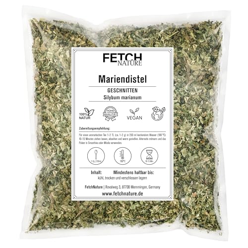 Mariendistelkraut geschnitten – 100 % naturbelassen – klassisches Leberkraut für Tee & Kräuteranwendungen – 500g oder 1kg Aromabeutel – FETCH NATURE (L - 1kg) von FETCHNATURE