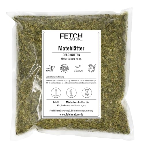 Mateblätter getrocknet – Yerba Mate – Naturbelassene Kräuter für belebenden Tee – 100 % rein & koffeinhaltig – 500g oder 1kg Aromabeutel – FETCH NATURE (L - 1kg) von FETCHNATURE