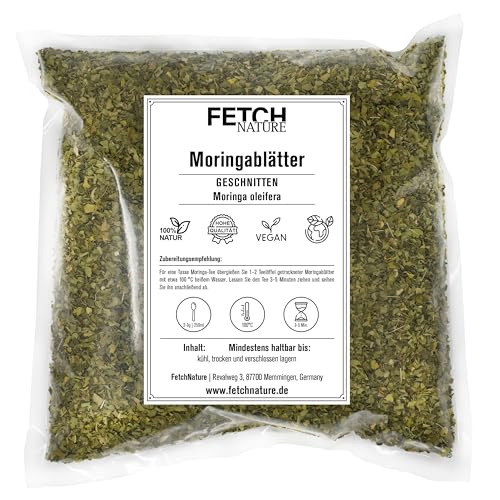 Moringablätter getrocknet – 100 % naturbelassenes Superfood – Vielseitig für Tee, Smoothie & Küche – 500g oder 1kg Aromabeutel – FETCH NATURE (L - 1kg) von FETCHNATURE
