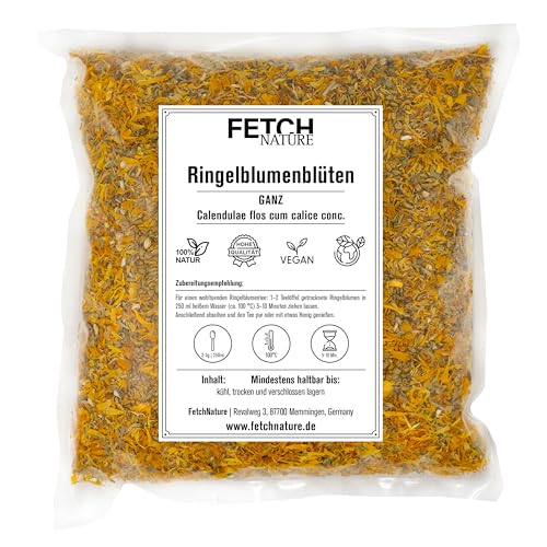 Ringelblumenblüten – Getrocknet & ganz – Leuchtend gelb-orange & vielseitig einsetzbar – 500g oder 1kg Aromabeutel – FETCH NATURE (M - 500g) von FETCHNATURE