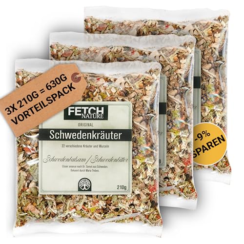 Schwedenkräuter Ansatzmischung – 22 Kräuter & Wurzeln | Schwedenbalsam nach Original Maria Treben | 210 g Kräutermischung zum Ansetzen von Schwedenbitter | VEGAN – FetchNature (3x) von FETCHNATURE