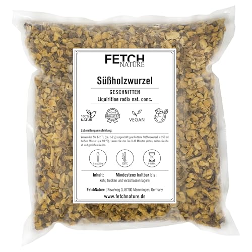 Süßholzwurzel geschnitten – 100 % naturbelassen – aromatisch-süßlicher Kräutertee & Mischzutat – 500g oder 1kg Aromabeutel – FETCH NATURE (M - 500g) von FETCHNATURE