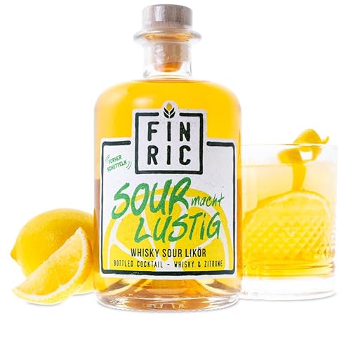 FINRIC Sour macht Lustig 0,5l - Perfekt gemixter Whisky Sour - Ready-To-Drink Cocktail - Whisky Sour Likör - 25% vol. von FINRIC