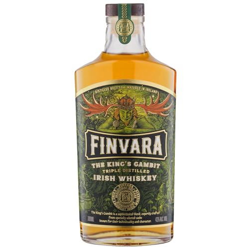 Finvara The Kings Gambit Irish Whiskey, traditionell dreifach destillierter Pot Still Whiskey, reiches Aroma und sagenhafter Geschmack, 43% vol, 700 ml Einzelflasche Finvara The Kings Gambit Irish Whiskey, traditionell dreifach destillierter Pot Still Whiskey, reiches Aroma und sagenhafter Geschmack, 43% vol, 700 ml Einzelflasche von FINVARA