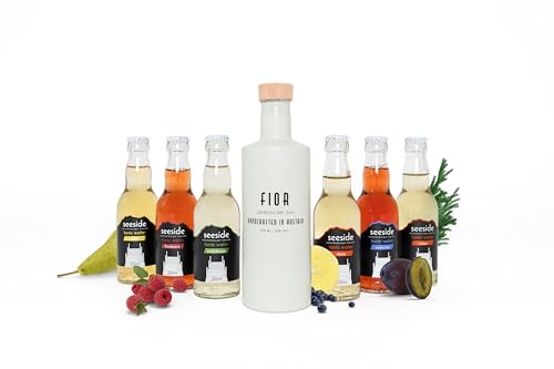 GIN FIOR Geschenkbox I Erstklassiker Gin inkl. 6 Falschen hochwertigem Tonic Water I Aus Österreich I In einer einzigartig Handgemachten Flasche I Ideal für Partys & Geschenk & zum Gin Tasting von FIOR