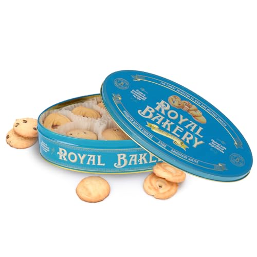 Becky's ovale Butterkeksdose "Royal Bakery" 340g, gefüllt mit köstlichen Butterkeksen, Retro Design in Blau Grüntönen, Mürbegebäck mit Butter, Perfekt für zarte Genussmomente & Geschenkidee von FLAMINGO ON THE BEACH