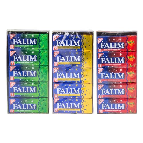 Falim Kaugummi 3er Set – je 20 Packungen à 5 Stück (300 Stück) – Mastix, Minze & Erdbeere – zuckerfrei & langanhaltend – türkischer Kaugummi in 3 Sorten – ideal für unterwegs & zum Teilen von FLAMINGO ON THE BEACH