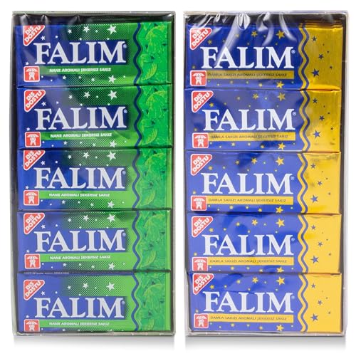 Falim Kaugummi Damle & Nane 2er Set mit Minz- und Masticgeschmack ohne Zucker 2x20 Packungen à 5 Stück, 280g zuckerfreier Kaugummi ohne Süßungsmittel, einzeln verpackt Falim Kaugummi Damle & Nane 2er Set mit Minz- und Masticgeschmack ohne Zucker 2x20 Packungen à 5 Stück, 280g zuckerfreier Kaugummi ohne Süßungsmittel, einzeln verpackt von FLAMINGO ON THE BEACH