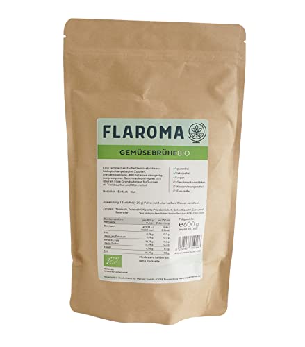 BIO Gemüsebrühe 600g - 30L, ohne Geschmacksverstärker, kein Glutamat, Hefeextrakt, glutenfrei, laktosefrei, vegan, als Brühe und Gewürz - Flaroma Suppenhandel BIO Gemüsebrühe 600g - 30L, ohne Geschmacksverstärker, kein Glutamat, Hefeextrakt, glutenfrei, laktosefrei, vegan, als Brühe und Gewürz - Flaroma Suppenhandel von FLAROMA