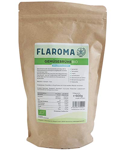 Gemüsebrühe BIO mit weniger Salz 600g - 30L, ohne Geschmacksverstärker, Glutamat, Hefeextrakt, glutenfrei, laktosefrei, vegan - Flaroma Gemüsebrühe BIO mit weniger Salz 600g - 30L, ohne Geschmacksverstärker, Glutamat, Hefeextrakt, glutenfrei, laktosefrei, vegan - Flaroma von FLAROMA