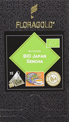 FLORAGOLD Pyramidenbeutel grüner Tee Bio Japan Sencha, 1er Pack (1 x 38 g) von FLORAGOLD