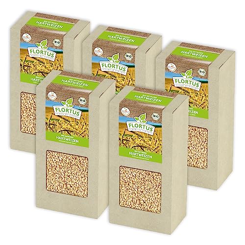 FLORTUS BIO Hartweizen Getreide Samen 1kg | Weizen zur Herstellung von Weizenkleie Nudeln Couscous Smoothie Katzengras & Microgreens | Sprossen Samen von FLORTUS Freude an Vielfalt