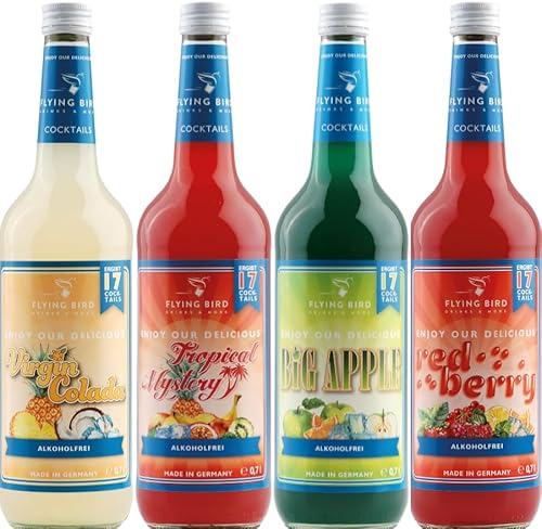 Flying Bird Mix-Set für 68 trinkfertige Cocktails alkoholfrei | 4 x 0,7l Cocktail Sirup Set | Saft dazu, schütteln, fertig von Flying Bird Drinks & More