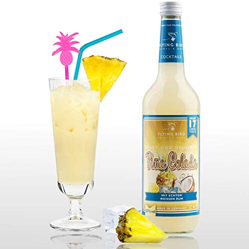 Cocktail Pina Colada 28% Vol. | Bar Premix für 17 fertige Cocktails mit Alkohol | Flasche 0,7l mit allen Zutaten | Einfach mit Ananassaft mixen von Flying Bird Drinks & More