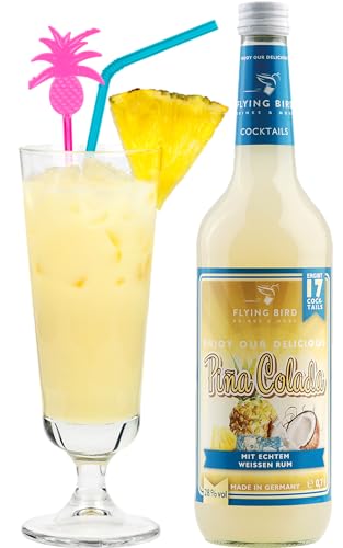 Cocktail Pina Colada 28% Vol. | Bar Premix für 17 fertige Cocktails mit Alkohol | Flasche 0,7l mit allen Zutaten | Einfach mit Ananassaft mixen von Flying Bird Drinks & More