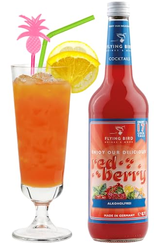 Flying Bird Red Berry Cocktail Sirup | 0,7l Flasche für 17 alkoholfreie Cocktails | Orangensaft dazu, schütteln, fertig von Flying Bird Drinks & More