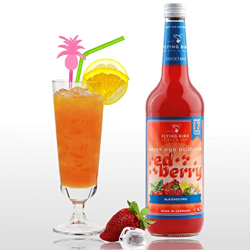 Red Berry Cocktail alkoholfrei - Bar Premix für 17 fertige Cocktails | Flasche 0,7l mit allen Zutaten | Einfach mit Orangensaft mixen, fertig von Flying Bird Drinks & More