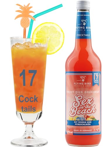 Flying Bird Sex On The Beach für 17 trinkfertige Cocktails | 0,7l Flasche 28% Alkohol, mit allen Zutaten von Flying Bird Drinks & More