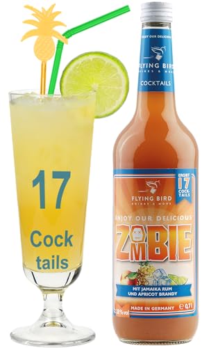 Cocktail Zombie 28% Vol. | Bar Premix für 17 fertige Cocktails mit Alkohol | Flasche 0,7 l mit allen Zutaten | Einfach mit Ananassaft mixen von Flying Bird Drinks & More