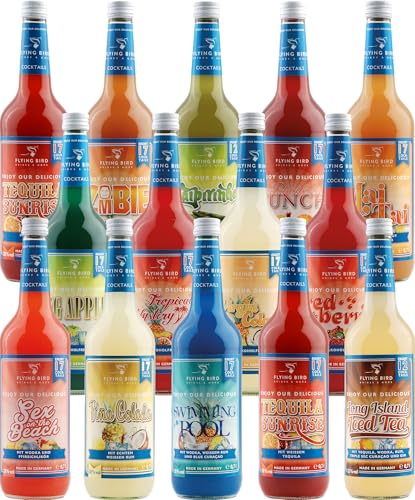 Flyingbird Mixpaket für 224 trinkfertige Cocktails | 14 x 0,7l mit & ohne Alkohol | Saft dazu, schütteln, fertig Flyingbird Mixpaket für 224 trinkfertige Cocktails | 14 x 0,7l mit & ohne Alkohol | Saft dazu, schütteln, fertig von Flying Bird Drinks & More