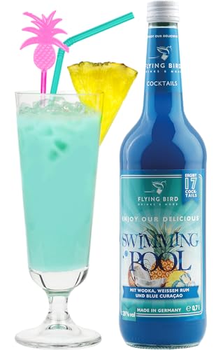 Cocktail Swimming Pool 28% Vol. | Bar Premix für 17 fertige Cocktails mit Alkohol | Flasche 0,7l mit allen Zutaten | Einfach mit Ananassaft mixen von Flying Bird Drinks & More