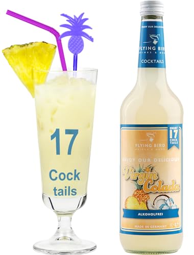 Virgin Colada Cocktail alkoholfrei - Bar Premix für 17 fertige Cocktails | Flasche 0,7l komplett mit Zutaten | Einfach mit Ananassaft mixen, fertig von Flying Bird Drinks & More