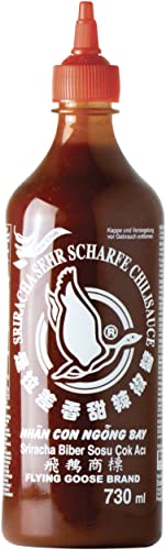 FLYING GOOSE Sriracha sehr scharfe Chilisauce - sehr scharf, rote Kappe, Würzsauce aus Thailand (730 ml) von Flying Goose