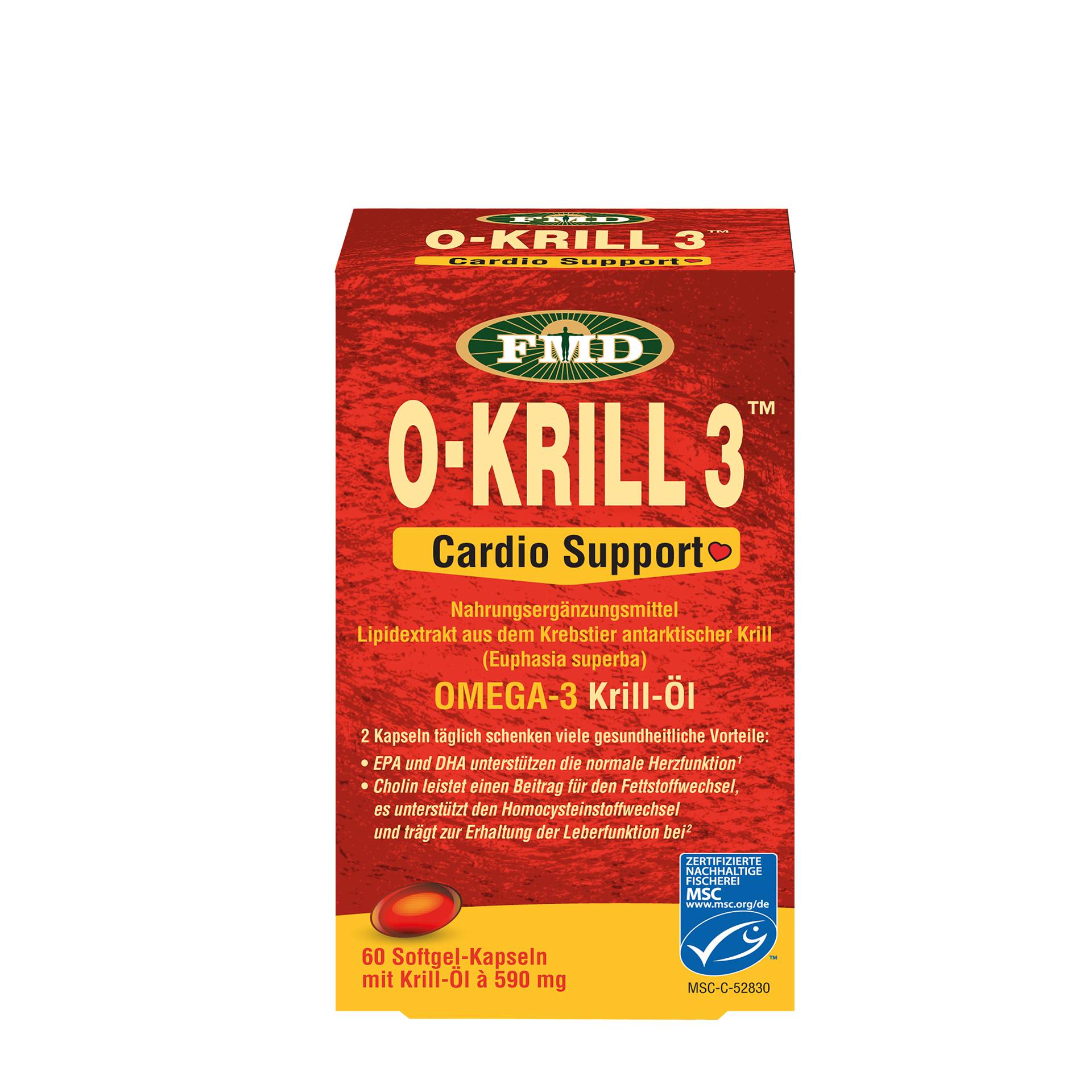 Krillöl O-Krill 3 Cardio Support 60 Kapseln - Mit den Omega-3 Fettsäuren EPA und DHA für ein gesundes Herz - FMD Krillöl O-Krill 3 Cardio Support 60 Kapseln - Mit den Omega-3 Fettsäuren EPA und DHA für ein gesundes Herz - FMD von FMD