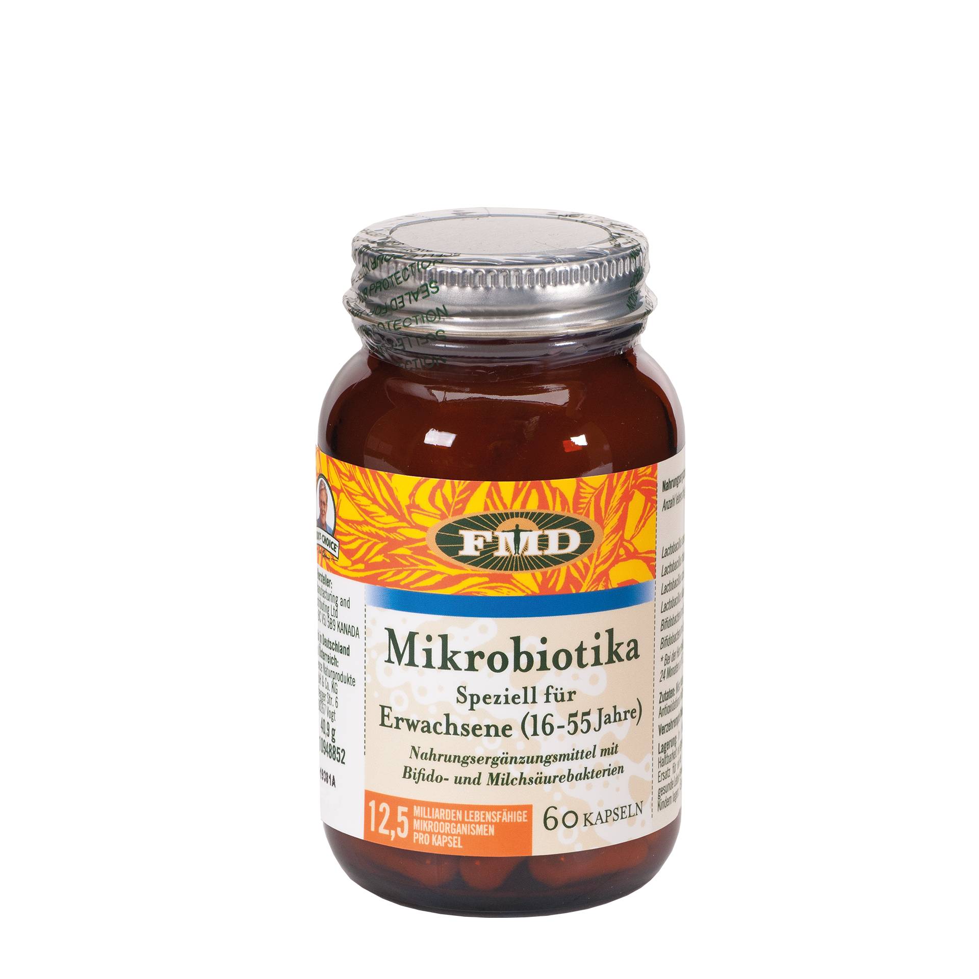 Mikrobiotika für Erwachsene (16 - 55 Jahre) - 12,5 Mrd. mikrobiotische Kulturen pro Kapsel für Ihr Wohlbefinden - FMD von FMD