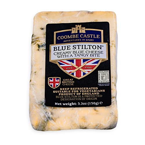 Food-United BLUE STILTON CHEESE Blauschimmelkäse PDO 150g Blaukäse von Coombe-Castle passt zu Port-Wein Chutney Birnen Feigen-Senf Pilzen u. Walnüssen von FOOD-UNITED