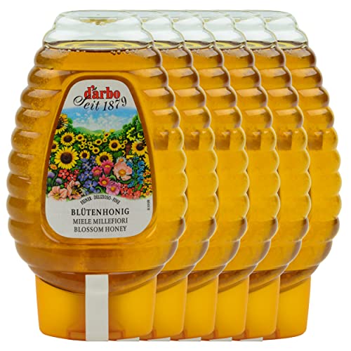 Food-United BLÜTEN-HONIG naturbelassen 6x 500g Honig-Mischung höchster Qualität aus Blüten-Nektar in der praktischen Dosierflasche von DARBO für Frühstück Tee und zum Süßen von FOOD-UNITED