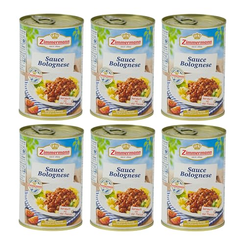 Food-United BOLOGNESE-SAUCE-SOßE 6x400ml Dose | tafelfertig | verzehrfertig | herzhaft | von ZIMMERMANN | mit viel Fleisch und Gemüse von FOOD-UNITED