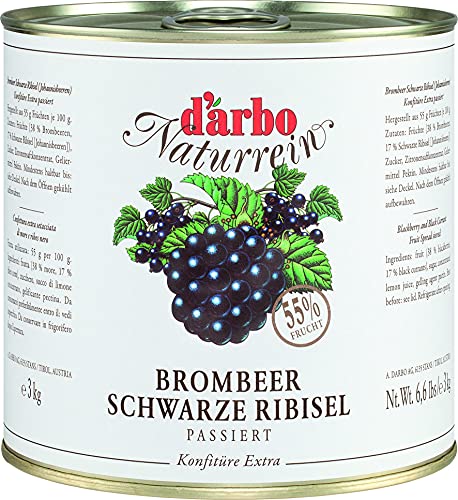 Food-United BROMBEER schwarze JOHNNISBEERE KONFITÜRE Extra 2x 3kg Dose fein passiert Brot-Aufstrich von DARBO für Brombeer-Schwarze-Johannisbeere-Cassis-Füllungen-Gebäck von FOOD-UNITED