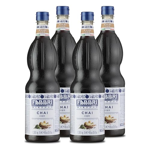 Food-United CHAI-TEE-SIRUP 6x1L FLASCHE | FABBRI Mixybar | Sciroppo Di Tè | Sirup aus Schwarztee Ingwer & Zimt | fabbri 1905 cocktail bar syrop | für Chai-Grog Frühstück Eiscafes Cocktail-Bars (6) von FOOD-UNITED