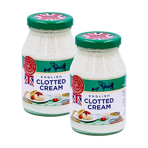 Food-United CLOTTED CREAM 170g englischer Devon Streich-Rahm-Creme im Glass von Coombe-Castle passt zu Cones Apple-Pie-Kuchen Pancakes-Pfannkuchen Dessert-Toppings von FOOD-UNITED